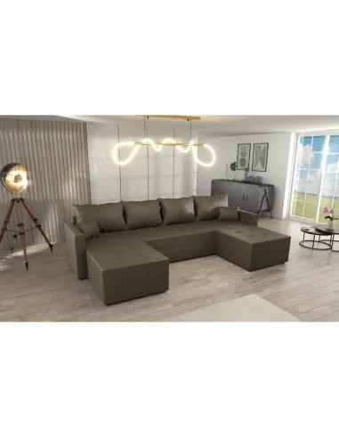 Set Canapea DUAN U UNI, living, 289x140x72 cm, material Riviera 26 | MobilaOK