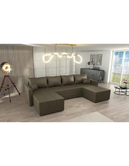 Set Canapea DUAN U UNI, living, 289x140x72 cm, material Riviera 26 | MobilaOK