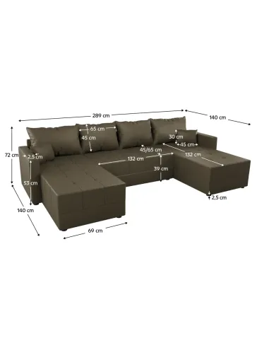 Set Canapea DUAN U UNI, living, 289x140x72 cm, material Riviera 26 | MobilaOK
