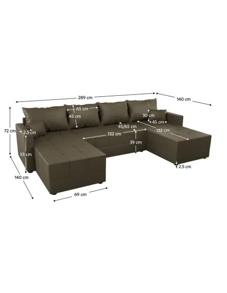 Set Canapea DUAN U UNI, living, 289x140x72 cm, material Riviera 26 | MobilaOK