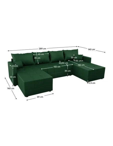 Set Canapea extensibilă DUAN U UNI, living, 289x140x72 cm, Țesătură Riviera 38 | MobilaOK