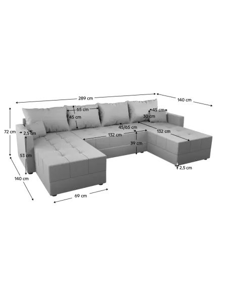 Set Canapea U, DUAN U UNI, living, 289x140/140x72 cm, PAL, Riviera 92 | MobilaOK
