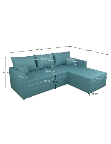 Set Canapea DUAN ROH, living, 226x140x73 cm, PAL, țesătură petrol | MobilaOK