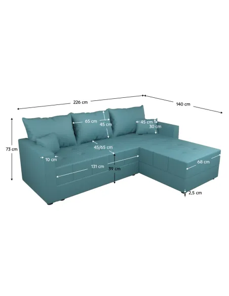 Set Canapea DUAN ROH, living, 226x140x73 cm, PAL, țesătură petrol | MobilaOK
