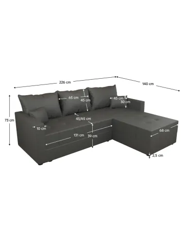 Canapea extensibilă DUAN ROH, living, 226x140x73 cm, spumă și țesătură | MobilaOK