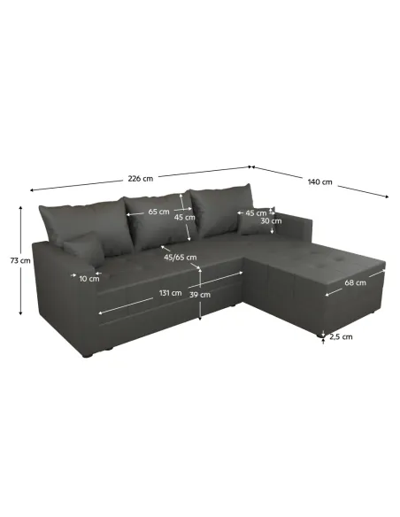 Canapea extensibilă DUAN ROH, living, 226x140x73 cm, spumă și țesătură | MobilaOK