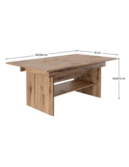 Masă pliantă LAVKO NEW, conferințe/mese, 120-160x70 cm, PAL laminat stejar artisan | MobilaOK