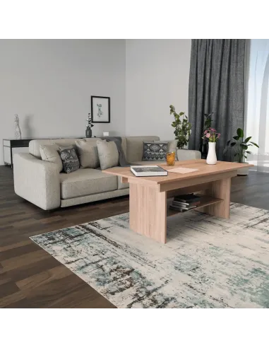 Masă LAVKO NEW, sufragerie/birou, 120-160x70 cm, PAL melaminat stejar sonoma | MobilaOK