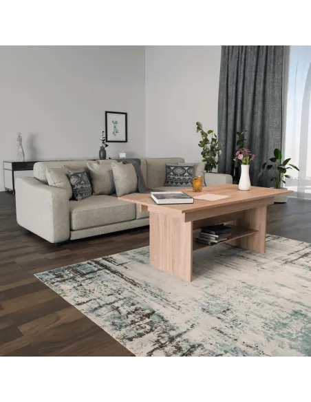 Masă LAVKO NEW, sufragerie/birou, 120-160x70 cm, PAL melaminat stejar sonoma | MobilaOK