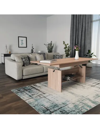 Masă LAVKO NEW, sufragerie/birou, 120-160x70 cm, PAL melaminat stejar sonoma | MobilaOK