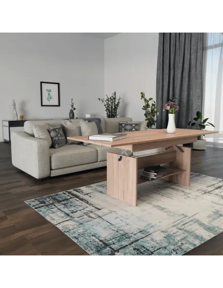Masă LAVKO NEW, sufragerie/birou, 120-160x70 cm, PAL melaminat stejar sonoma | MobilaOK
