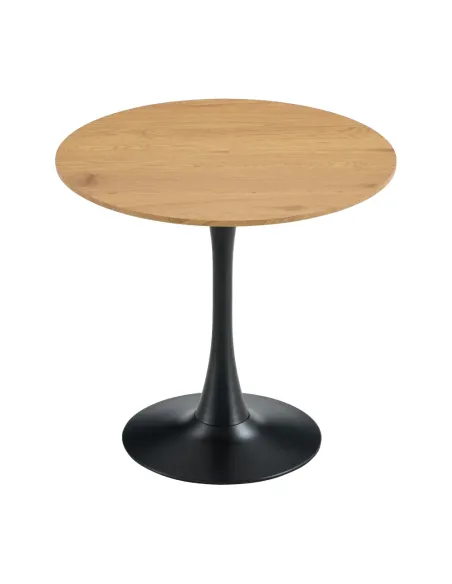 Masă de sufragerie REVENTON NEW, living, Ø80x74 cm, MDF înfoliat/metal | MobilaOK