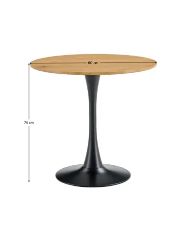 Masă de sufragerie REVENTON NEW, living, Ø80x74 cm, MDF înfoliat/metal | MobilaOK