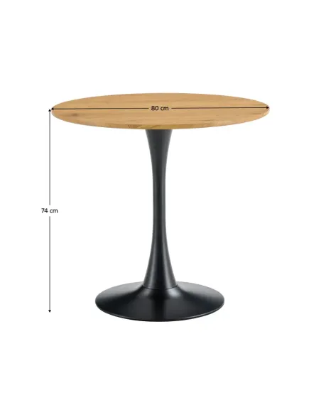 Masă de sufragerie REVENTON NEW, living, Ø80x74 cm, MDF înfoliat/metal | MobilaOK