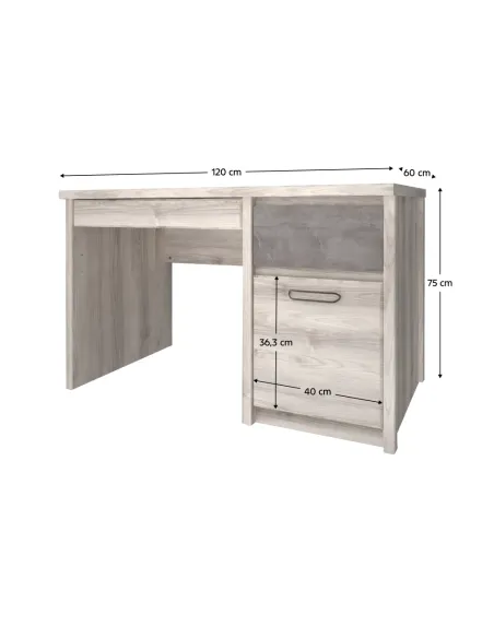 Masă PC JESI NEW, 120x75x60 cm, PAL melaminat castan Nairobi/onix | MobilaOK