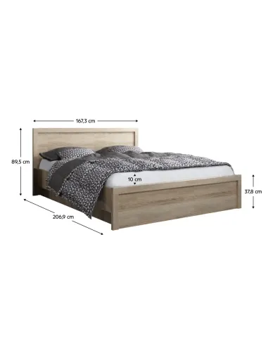 Pat JESI NEW, dormitor, 160x200, PAL melaminat stejar Sonoma | MobilaOK