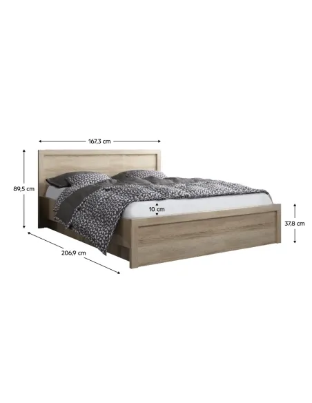 Pat JESI NEW, dormitor, 160x200, PAL melaminat stejar Sonoma | MobilaOK