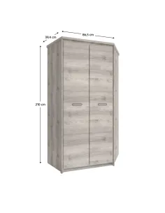 Dulap de colț JESI NEW, castan Nairobi, dormitor, 86.5x39.4x210 cm, PAL melaminat | MobilaOK 2