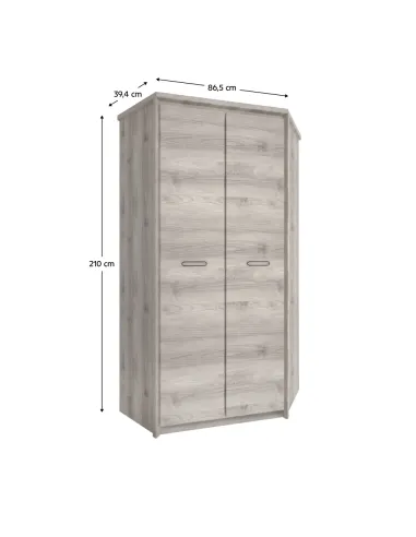 Dulap de colț JESI NEW, castan Nairobi, dormitor, 86.5x39.4x210 cm, PAL melaminat | MobilaOK