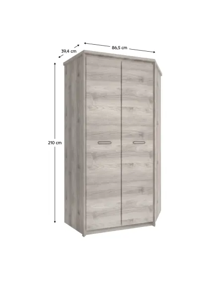 Dulap de colț JESI NEW, castan Nairobi, dormitor, 86.5x39.4x210 cm, PAL melaminat | MobilaOK