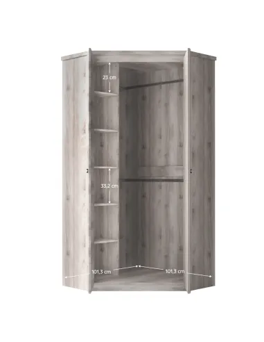 Dulap de colț JESI NEW, castan Nairobi, dormitor, 86.5x39.4x210 cm, PAL melaminat | MobilaOK