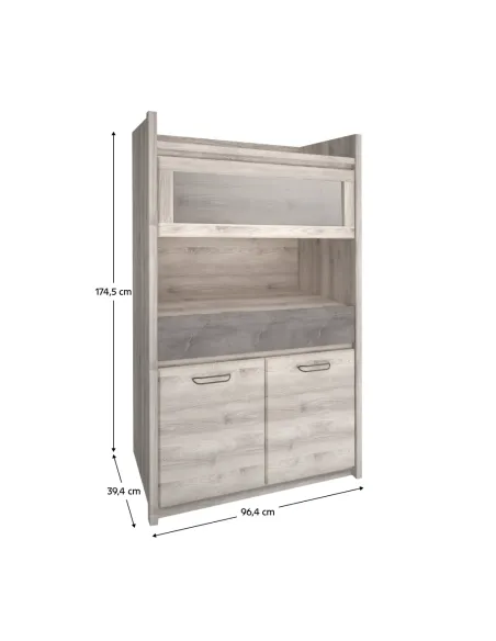 Vitrină JESI NEW, living/hol/birou, 96.4x39.4x174.5cm, PAL melaminat | MobilaOK