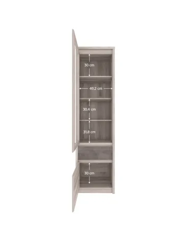 Vitrină JESI NEW, living/dormitor/hol, 56x40x210 cm, PAL melaminat | MobilaOK