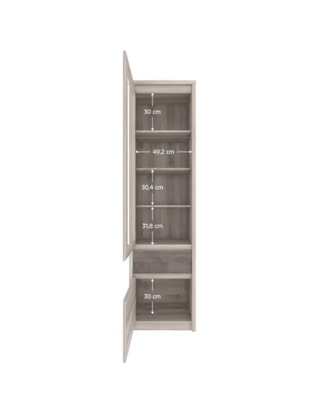 Vitrină JESI NEW, living/dormitor/hol, 56x40x210 cm, PAL melaminat | MobilaOK