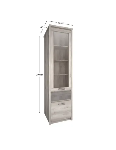 Vitrină JESI NEW, living/dormitor/hol, 56x40x210 cm, PAL melaminat | MobilaOK