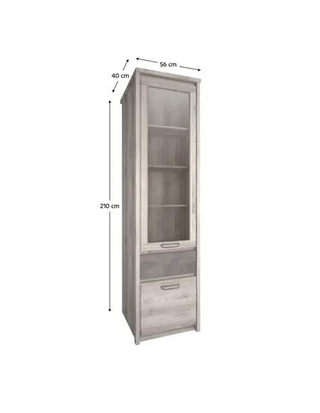 Vitrină JESI NEW, living/dormitor/hol, 56x40x210 cm, PAL melaminat | MobilaOK