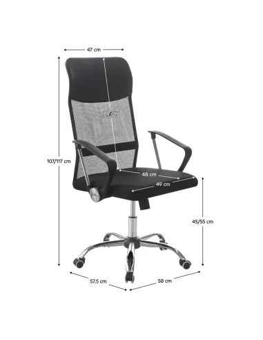 Scaun birou, KONDELA TC3-973M 5 NEW, birou, 58x57.5x107-117 cm, piele ecologica, metal, plastic | MobilaOK