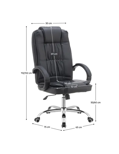 Fotoliu MADOX NEW, birou, 65x75x112-122 cm, piele ecologica, metal, plastic | MobilaOK