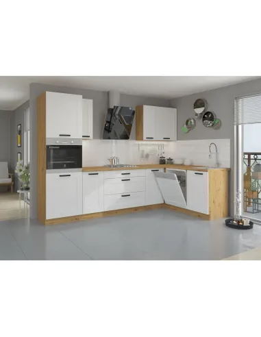 Ușă bucătărie LULA, 570x446 mm, PAL melaminat alb/stejar artizan | MobilaOK