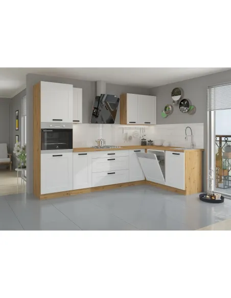 Ușă bucătărie LULA, 570x446 mm, PAL melaminat alb/stejar artizan | MobilaOK