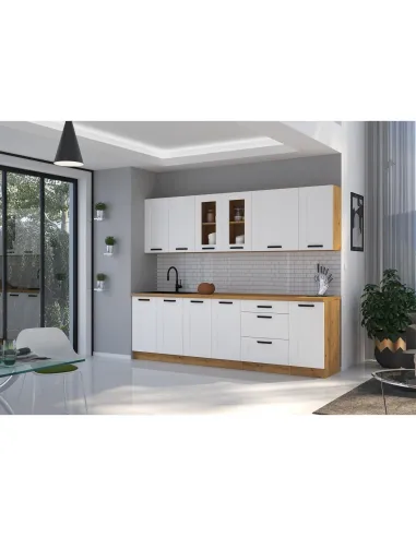 Ușă bucătărie LULA, 570x446 mm, PAL melaminat alb/stejar artizan | MobilaOK