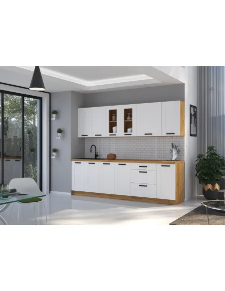 Ușă bucătărie LULA, 570x446 mm, PAL melaminat alb/stejar artizan | MobilaOK
