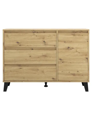 Comodă BOGAN NEW 1D3S pentru dormitor/hol, 110x38.8x78.4 cm, PAL melaminat stejar artisan | MobilaOK