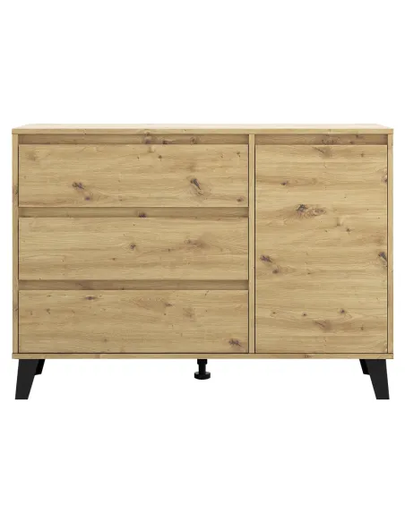 Comodă BOGAN NEW 1D3S pentru dormitor/hol, 110x38.8x78.4 cm, PAL melaminat stejar artisan | MobilaOK