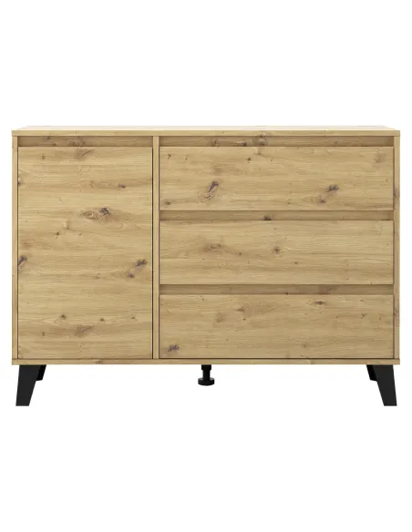 Comodă BOGAN NEW 1D3S pentru dormitor/hol, 110x38.8x78.4 cm, PAL melaminat stejar artisan | MobilaOK