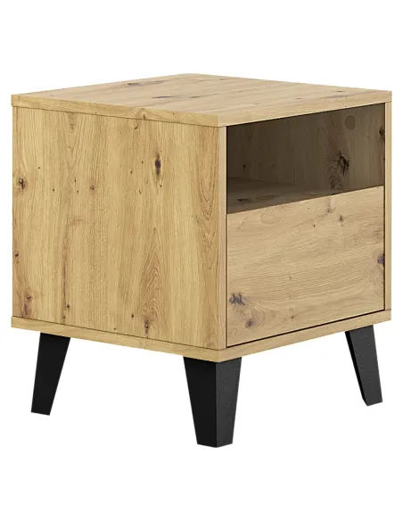 Noptieră BOGAN NEW 1S pentru dormitor, 40x38.8x45.6 cm, PAL melaminat stejar artisan | MobilaOK