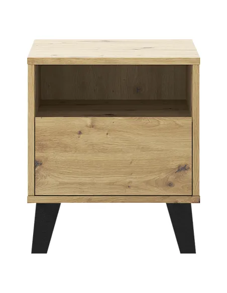 Noptieră BOGAN NEW 1S pentru dormitor, 40x38.8x45.6 cm, PAL melaminat stejar artisan | MobilaOK