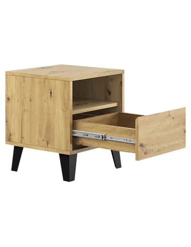 Noptieră BOGAN NEW 1S pentru dormitor, 40x38.8x45.6 cm, PAL melaminat stejar artisan | MobilaOK