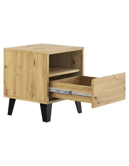 Noptieră BOGAN NEW 1S pentru dormitor, 40x38.8x45.6 cm, PAL melaminat stejar artisan | MobilaOK