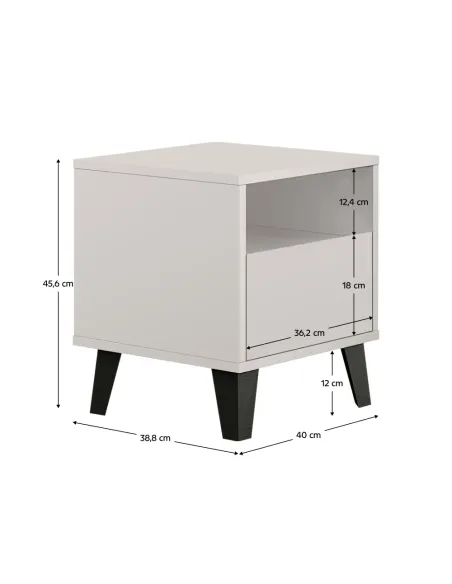 Noptieră BOGAN NEW 1S pentru dormitor, 40x38.8x45.6 cm, PAL melaminat | MobilaOK
