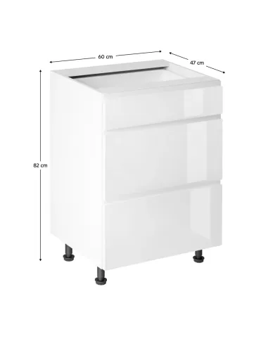 Dulap inferior, AURORA D60S3, bucatarie, 60x47x82 cm, PAL melaminat | MobilaOK