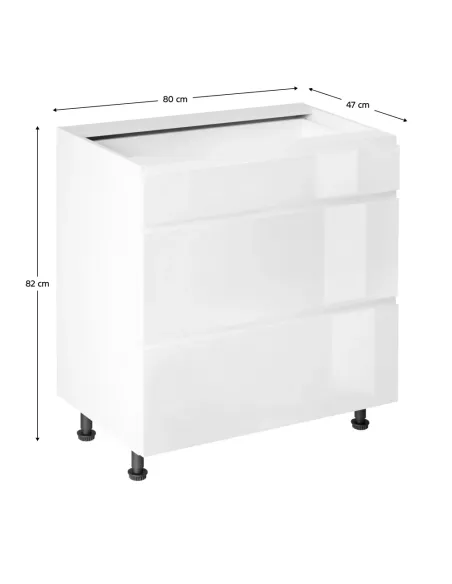 Dulap inferior, AURORA D80S3, bucatarie, 80x47x82 cm, PAL melaminat/MDF | MobilaOK