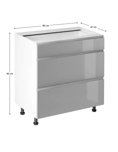 Dulap inferior AURORA D80S3, bucatarie, 80x82x47 cm, PAL melaminat/MDF | MobilaOK