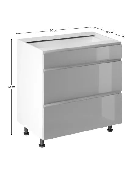 Dulap inferior AURORA D80S3, bucatarie, 80x82x47 cm, PAL melaminat/MDF | MobilaOK