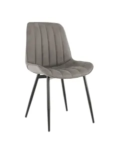 Scaun, piele ecologică gri deschis/negru, HAZAL | MobilaOK