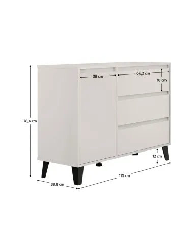 Comodă BOGAN NEW 1D3S, dormitor/hol, 110x38.8x78.4 cm, PAL melaminat | MobilaOK